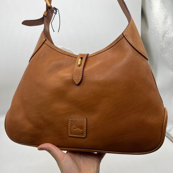 Dooney & Bourke Florentine Leather Crescent Hobo Brown Natural - Picture 1 of 16